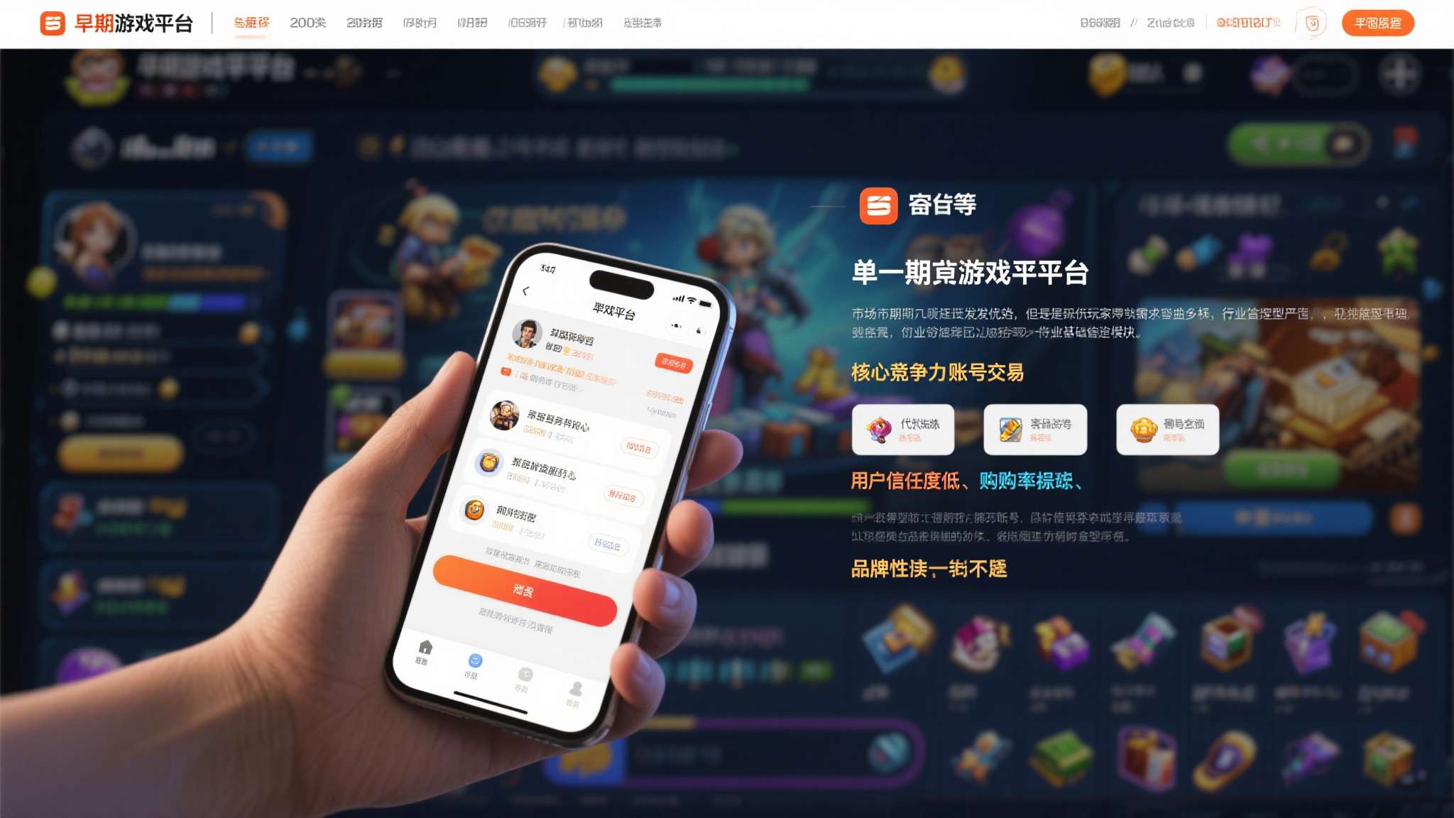 螃蟹网络游戏交易平台 早期的游戏服务平台,核心竞争力集中在账号交易、代练、道具寄售等基础功能模块。这种